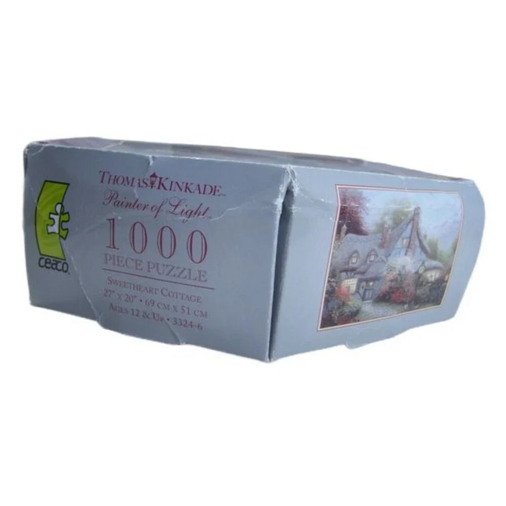Thomas Kinkade Puzzle Sweetheart Cottage Flower Street Clock 1000 Piece Jigsaw